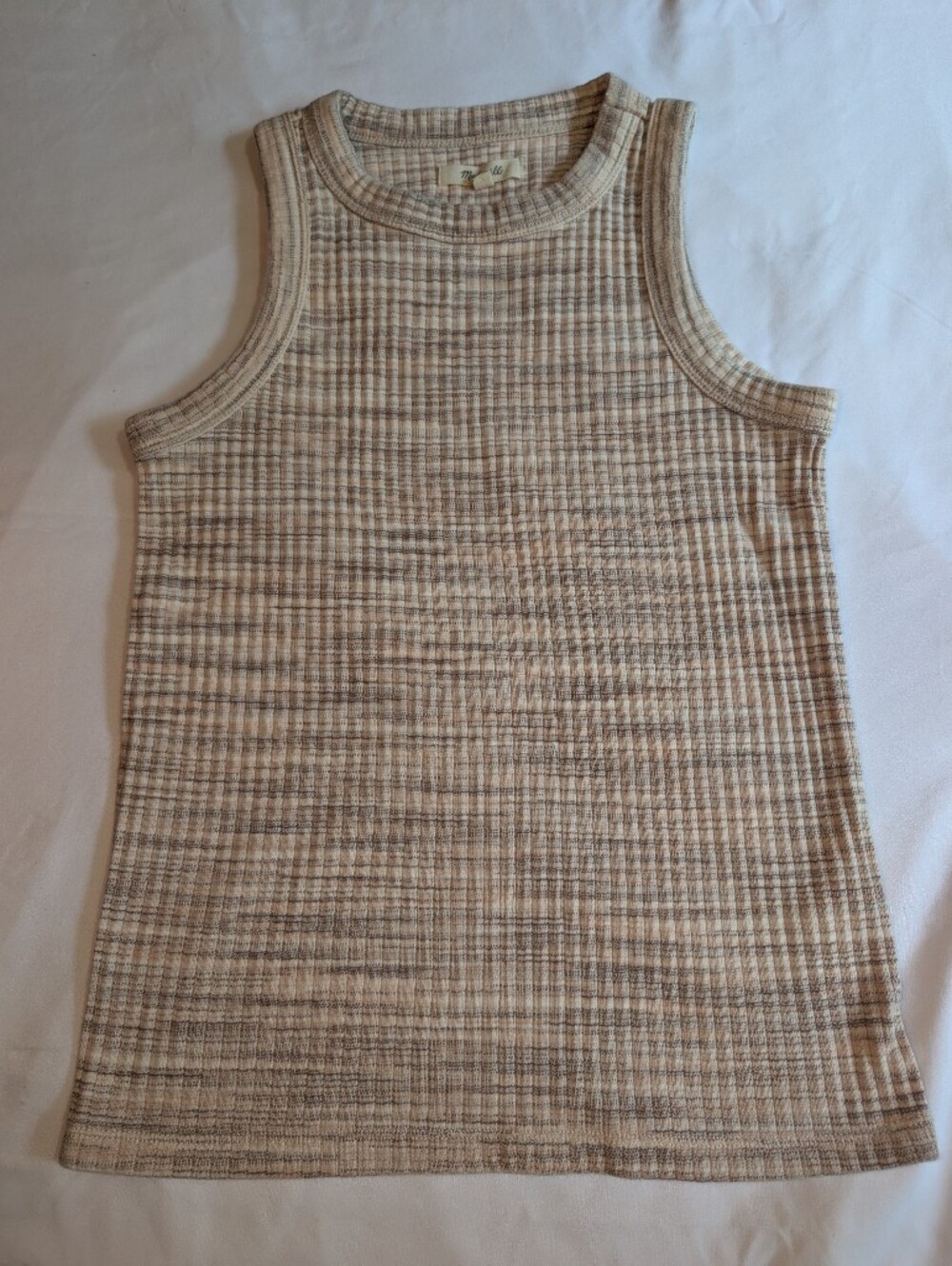 Madewell Cream and Tan Ribbed Tank Top